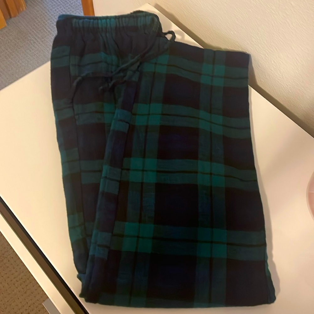 Soft Pajama pants gently used green and blue flannel print